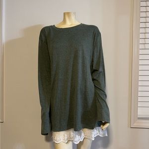 Ladies 3X tunic long sleeve pine green NWT